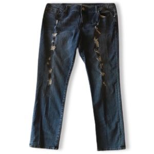 7 Seven For All Mankind Gold Rhinestone Pockets LUXE Distressed Jeans